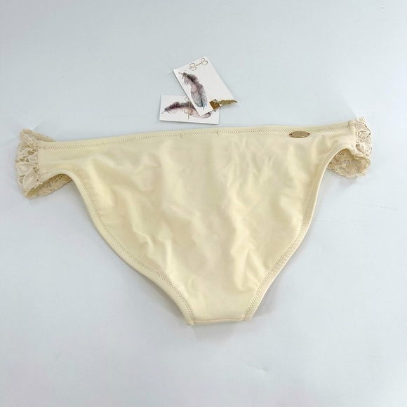 Jessica Simpson Flower Power Crochet Side Shirred Hipster Bikini Bottom Size L - Picture 6 of 9